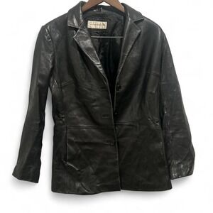 Women's super soft Black‎ leather jacket size small vintage Jones NewYork 26.5